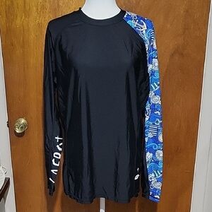 Lafroi Black Swim Shirt with Vibrant Blue Sleeve Womens  Size XXL